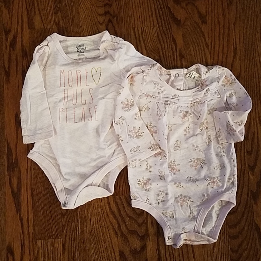 Set of 2 Baby B'gosh Pink Long Sleeve Bodysuits